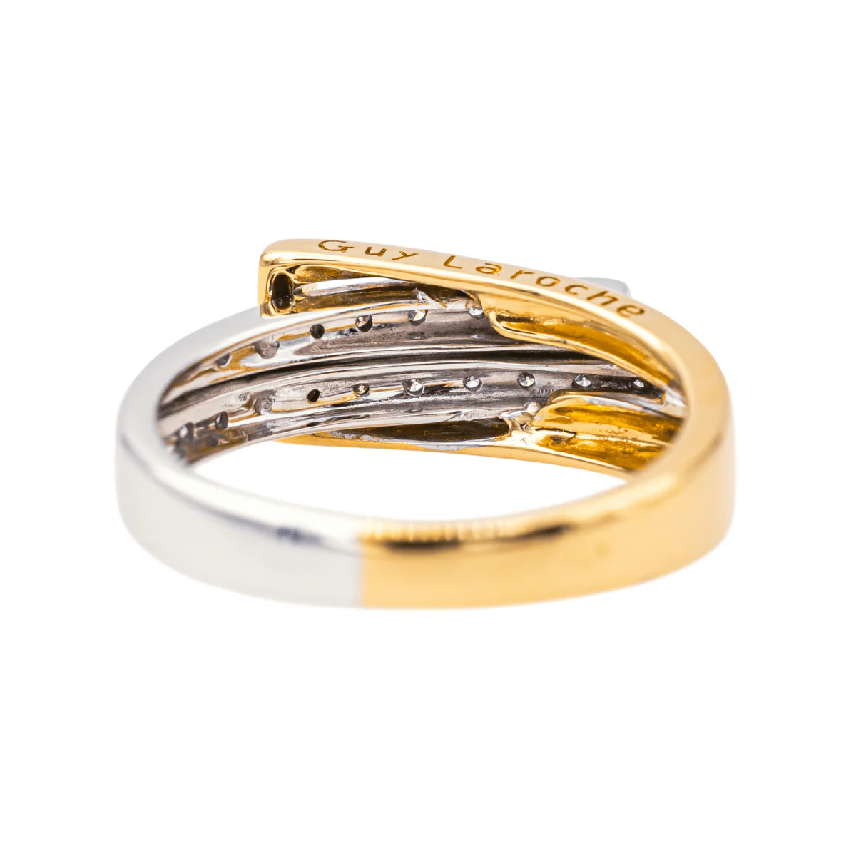 Bague Jonc GUY LAROCHE en or jaune, or blanc et diamants - Image 5