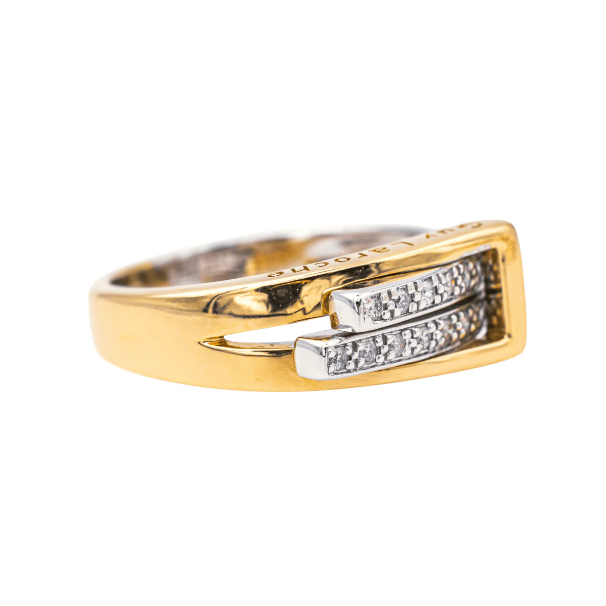 Bague Jonc GUY LAROCHE en or jaune, or blanc et diamants - Image 6