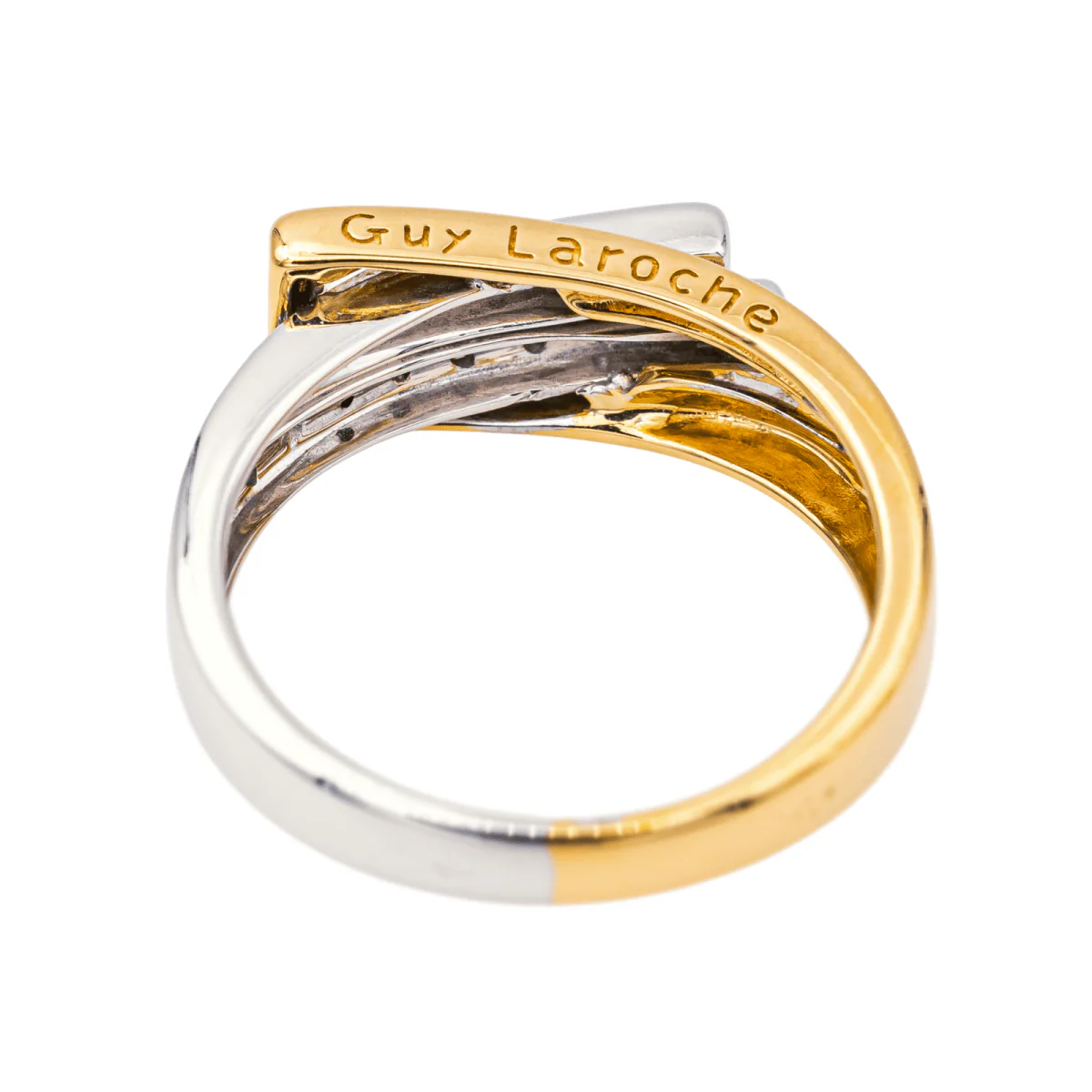 Bague Jonc GUY LAROCHE en or jaune, or blanc et diamants - Image 7