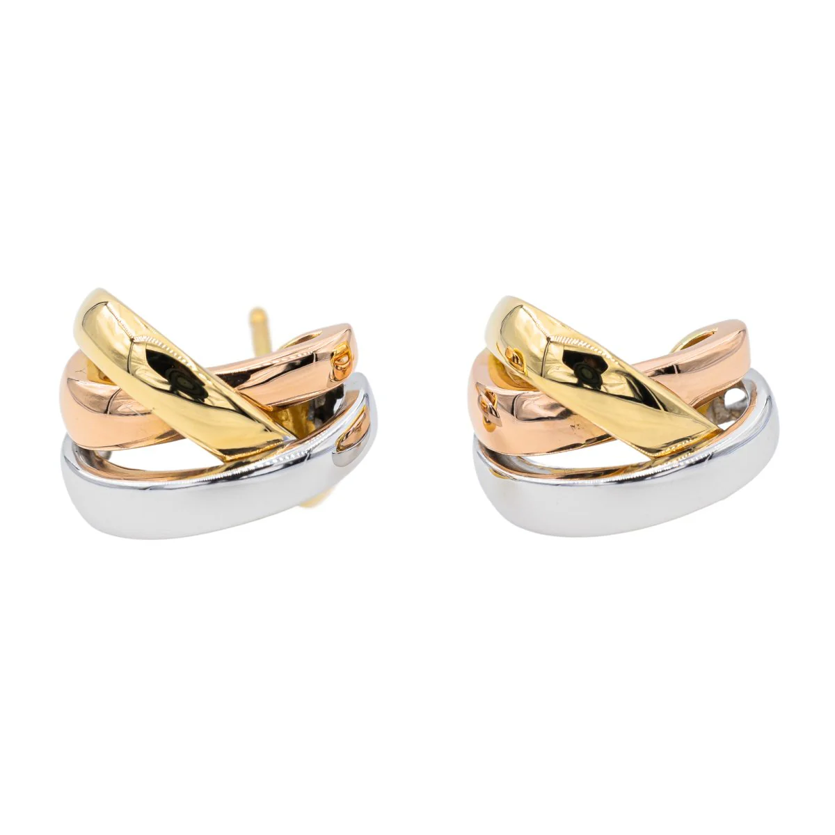 Boucles d'oreilles GUY LAROCHE Demi créoles trois ors - Image 3