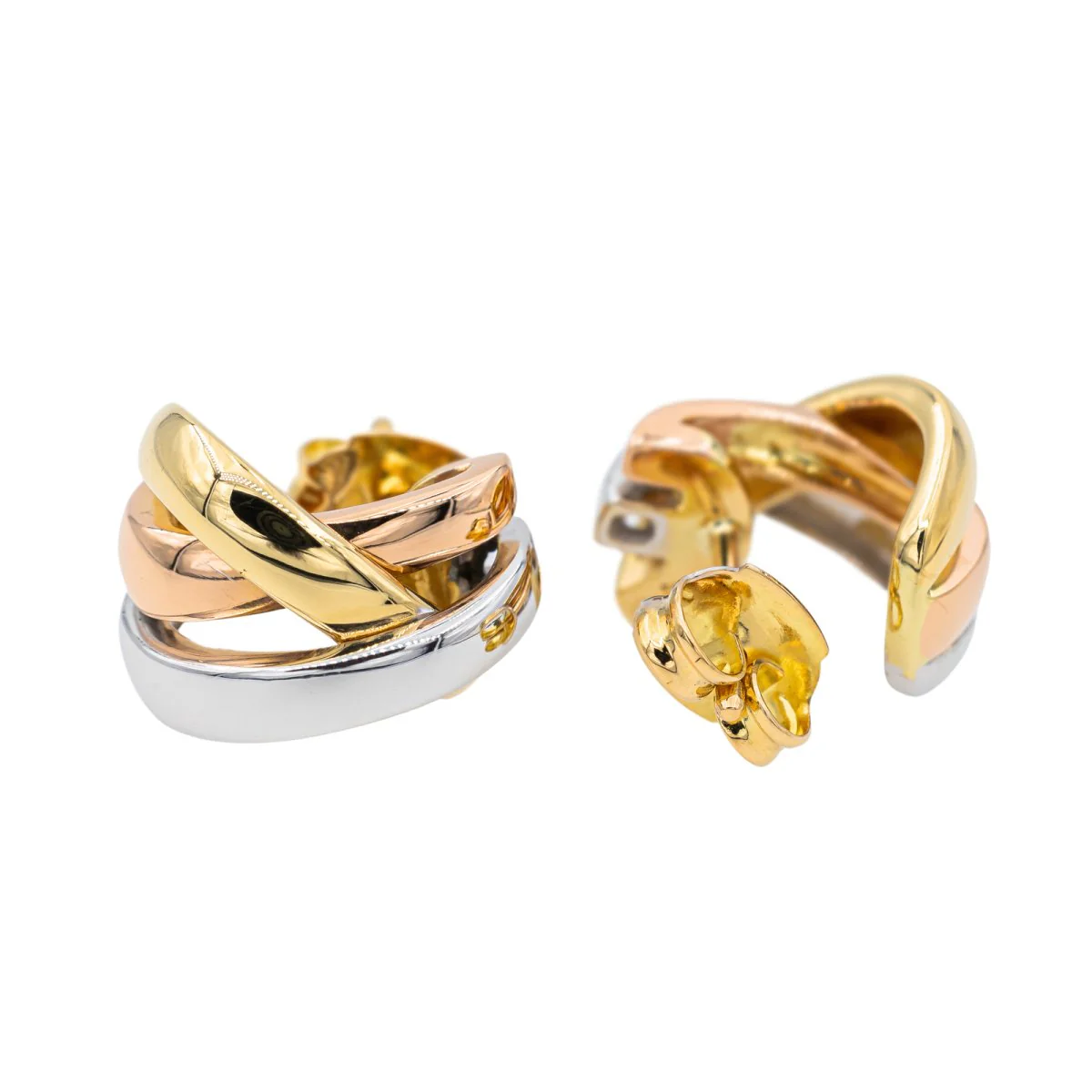 Boucles d'oreilles GUY LAROCHE Demi créoles trois ors - Image 5