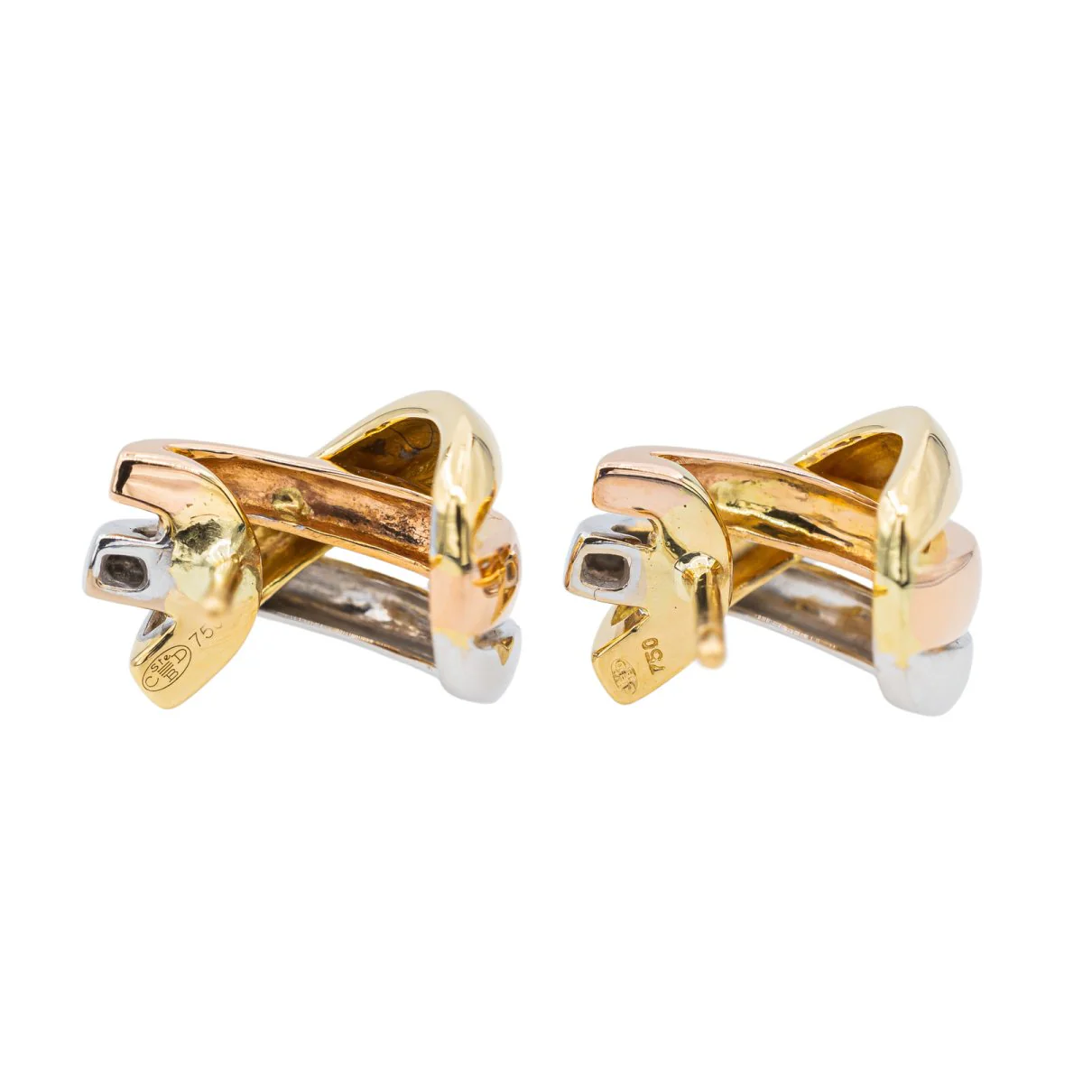 Boucles d'oreilles GUY LAROCHE Demi créoles trois ors - Image 7