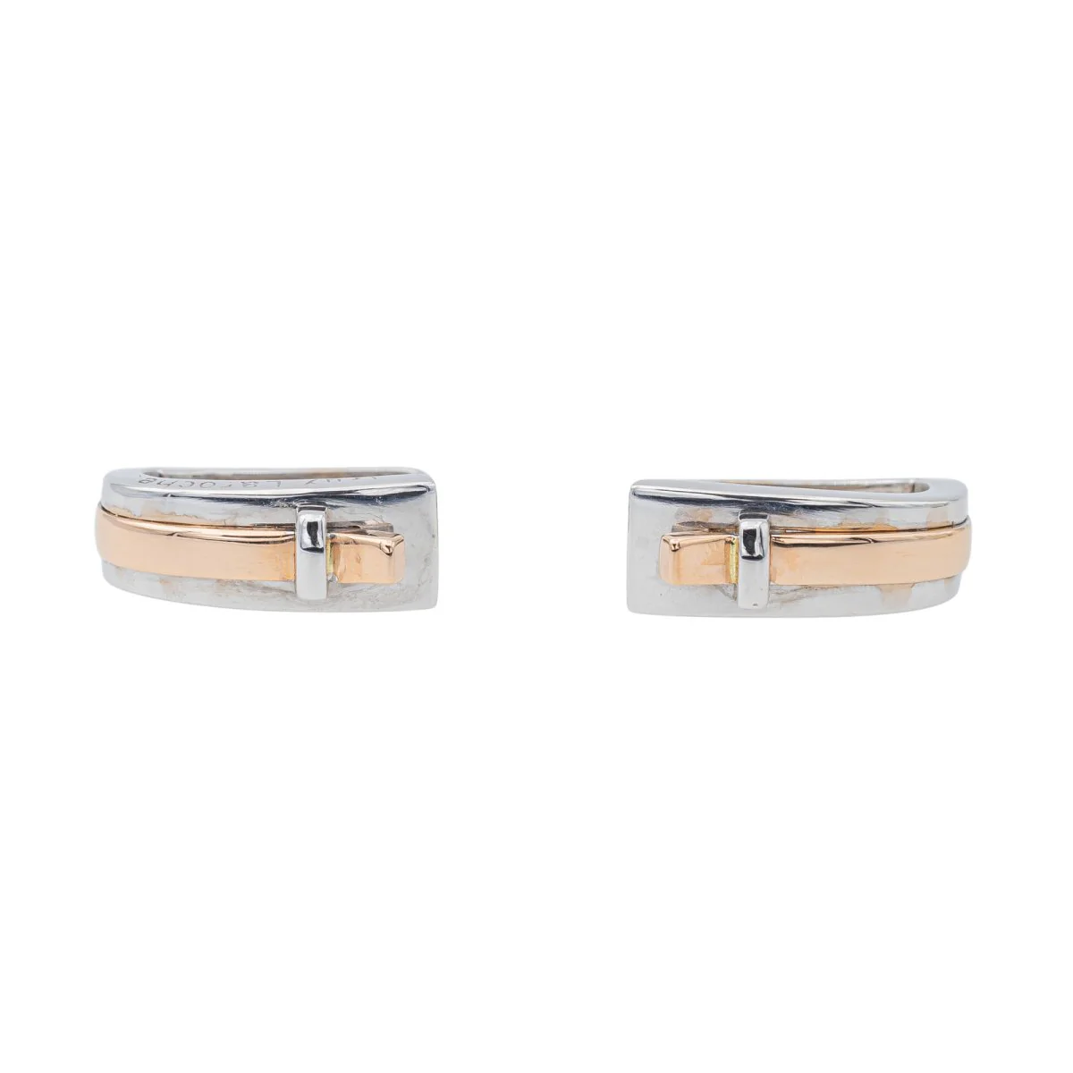Boucles d'oreilles GUY LAROCHE Dormeuses en or blanc et or rose - Image 3