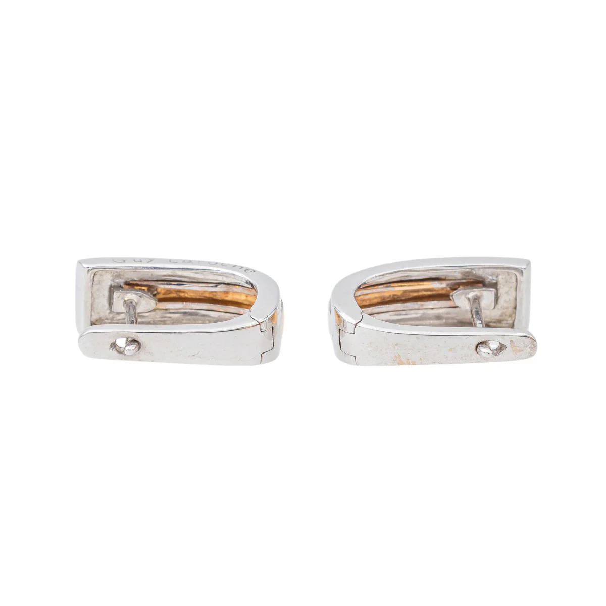 Boucles d'oreilles GUY LAROCHE Dormeuses en or blanc et or rose - Image 5