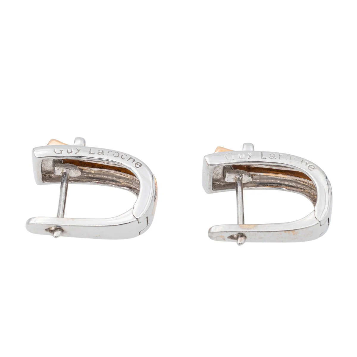 Boucles d'oreilles GUY LAROCHE Dormeuses en or blanc et or rose - Image 7