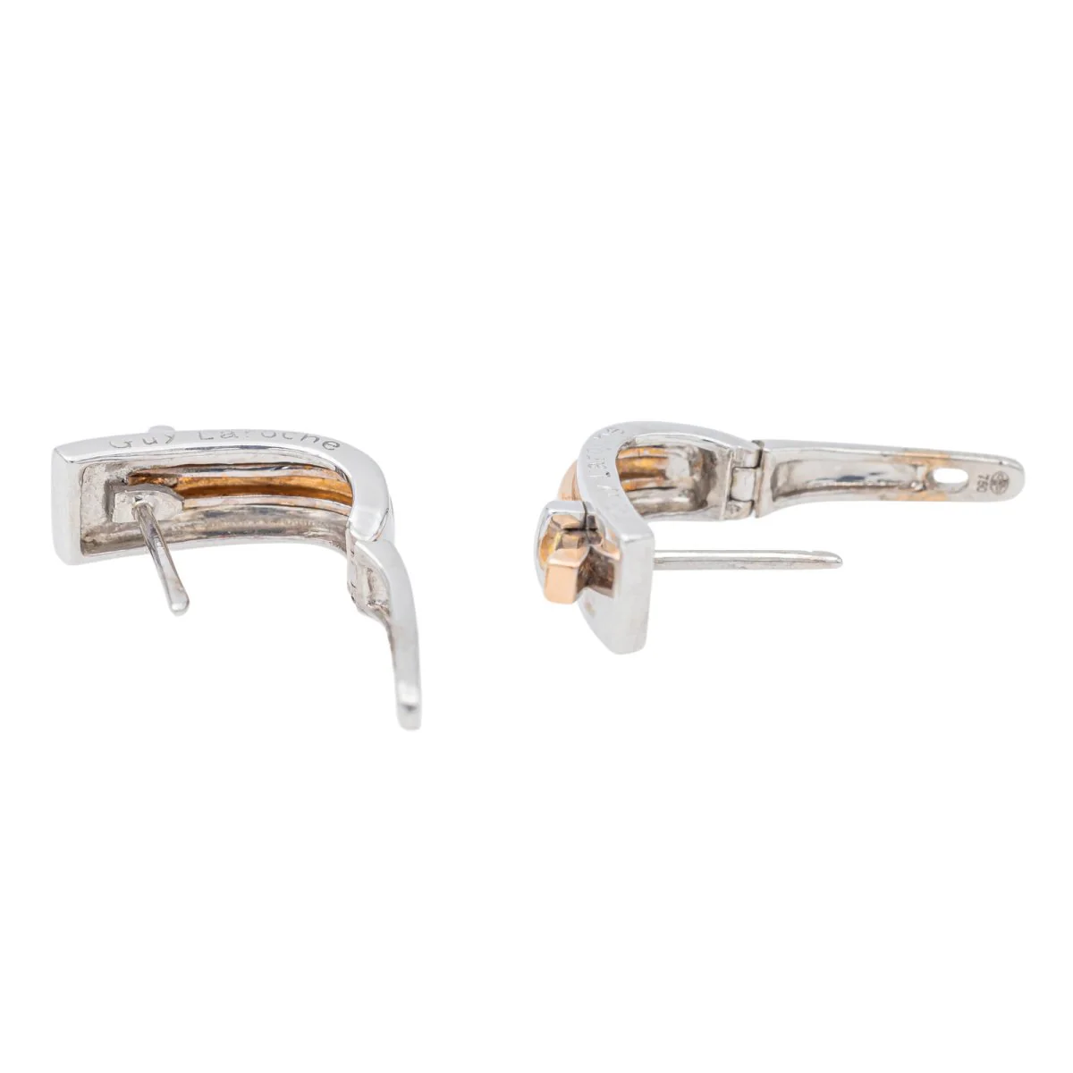 Boucles d'oreilles GUY LAROCHE Dormeuses en or blanc et or rose - Image 8