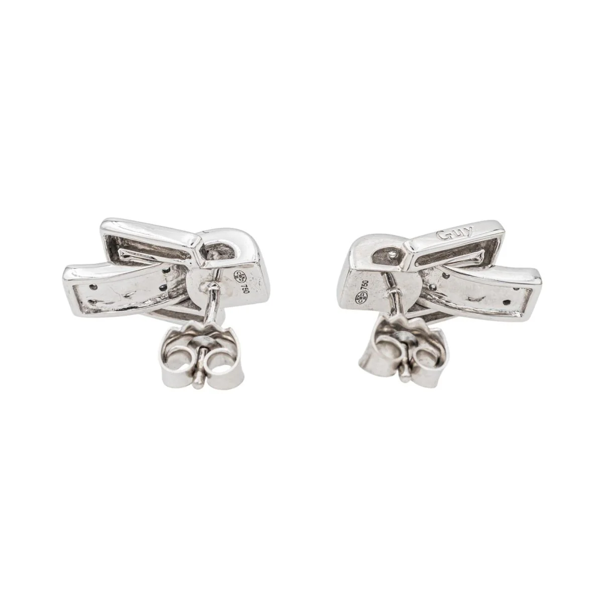 Boucles d'Oreilles Puces Guy Laroche en Or Blanc avec Diamants - Image 6