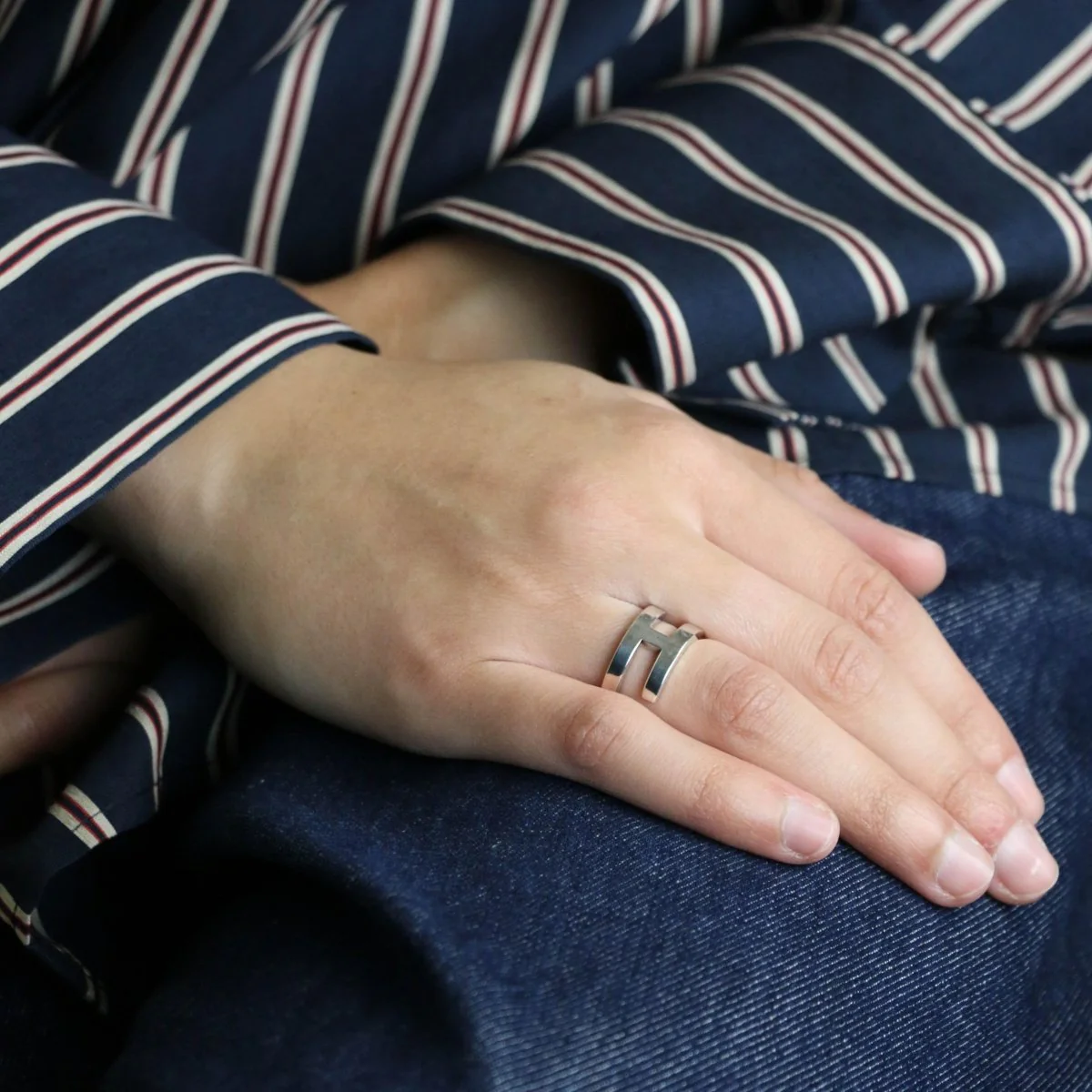 Bague HERMÈS "H" en argent - Image 2