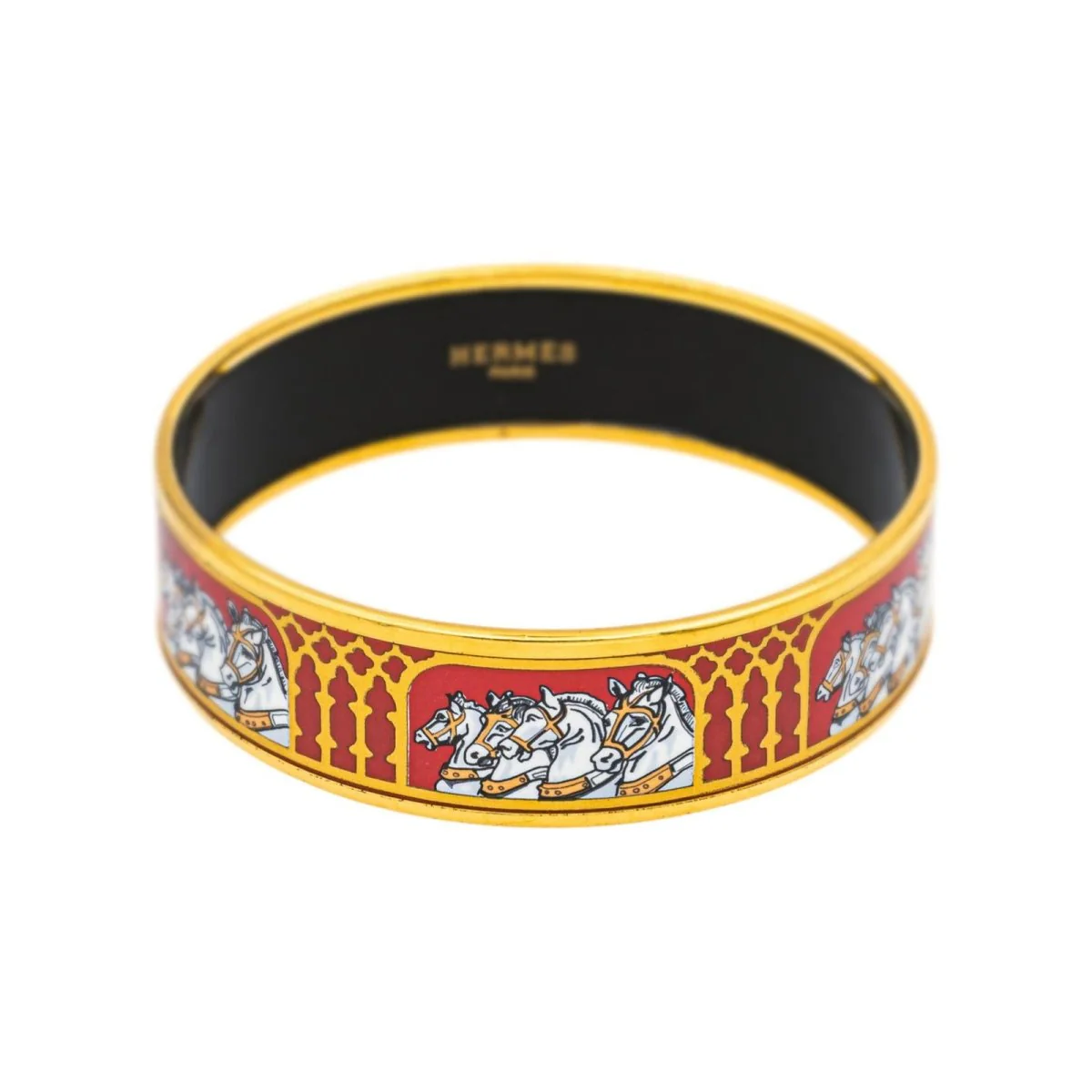 Bracelet Jonc HERMÈS en or jaune et émail