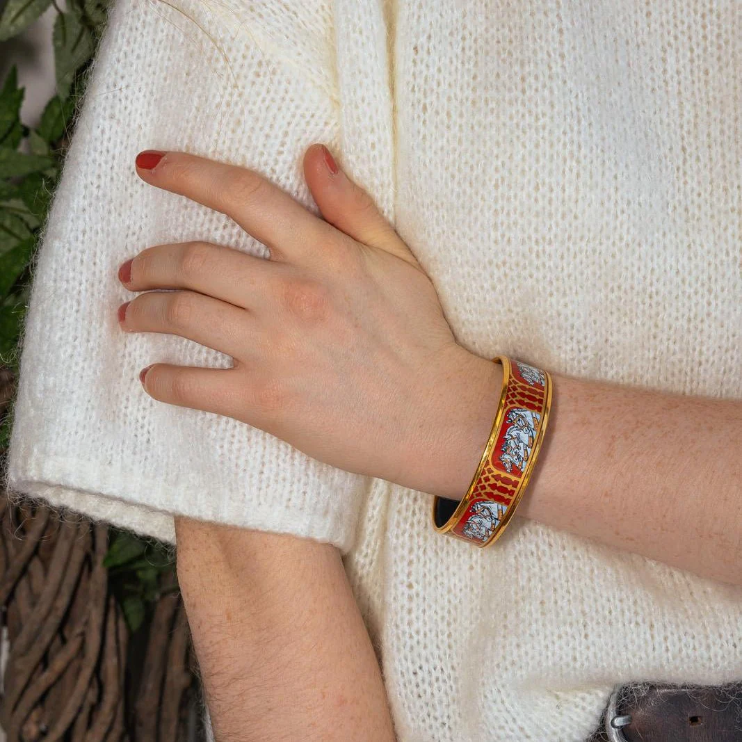 Bracelet Jonc HERMÈS en or jaune et émail - Image 2