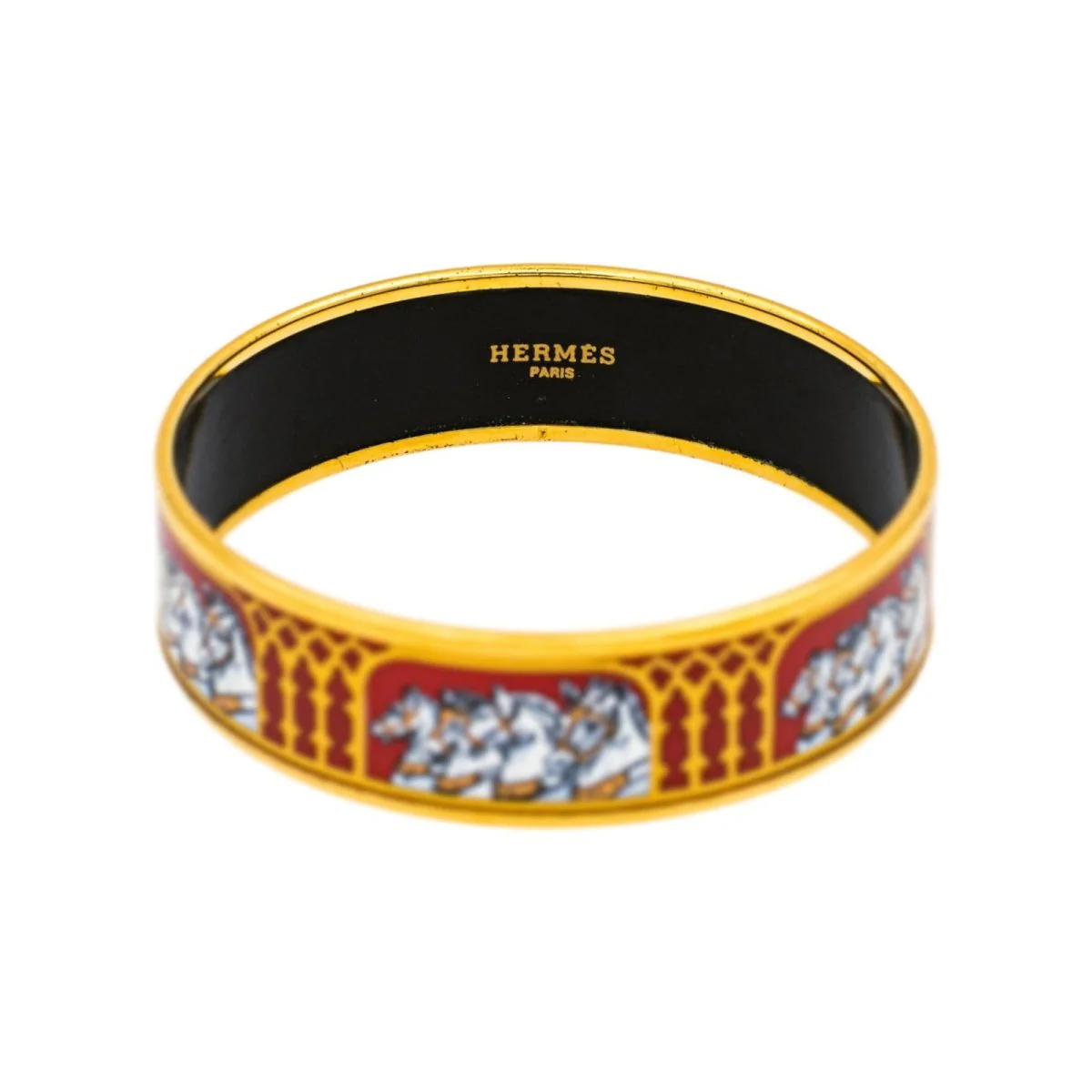 Bracelet Jonc HERMÈS en or jaune et émail - Image 3