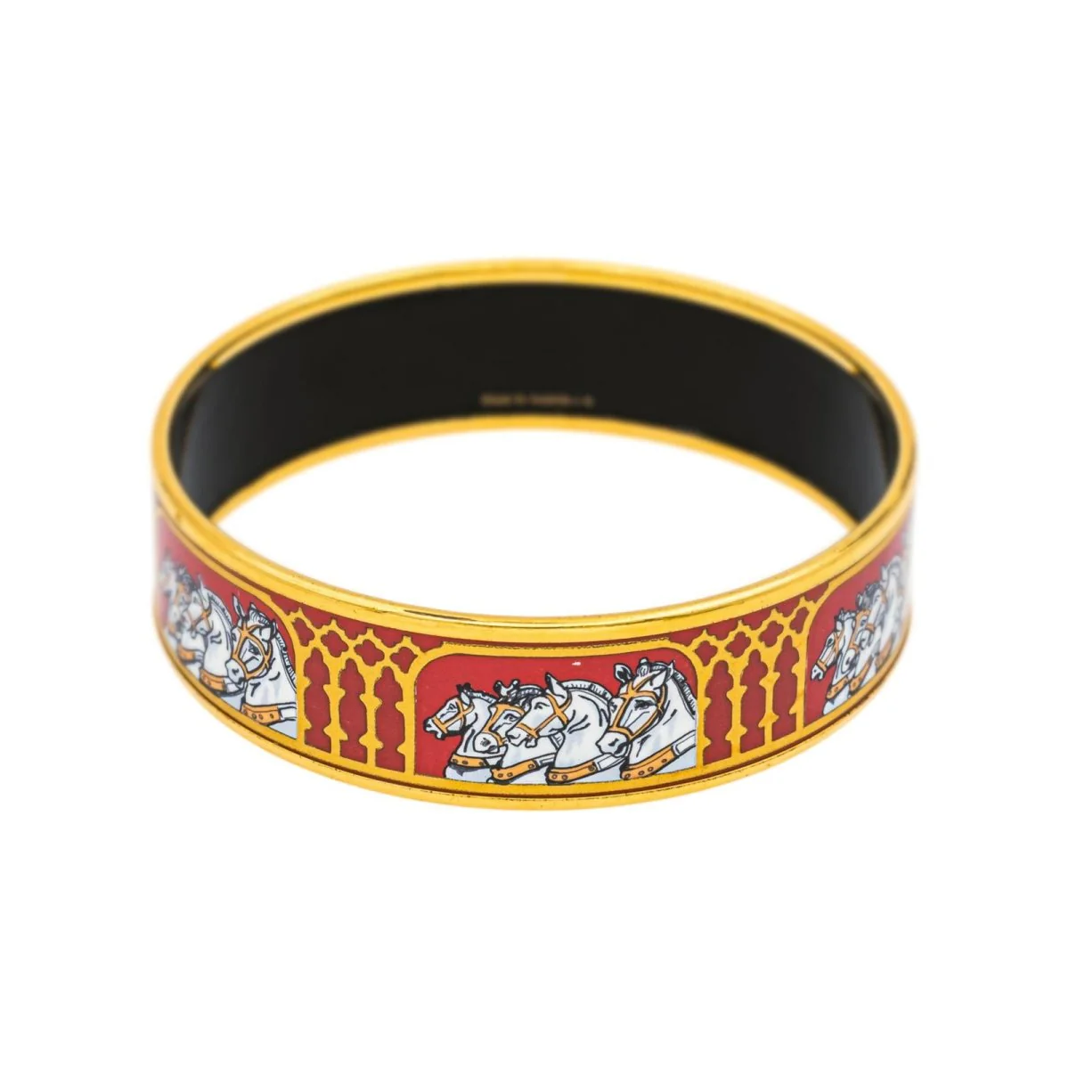 Bracelet Jonc HERMÈS en or jaune et émail - Image 4