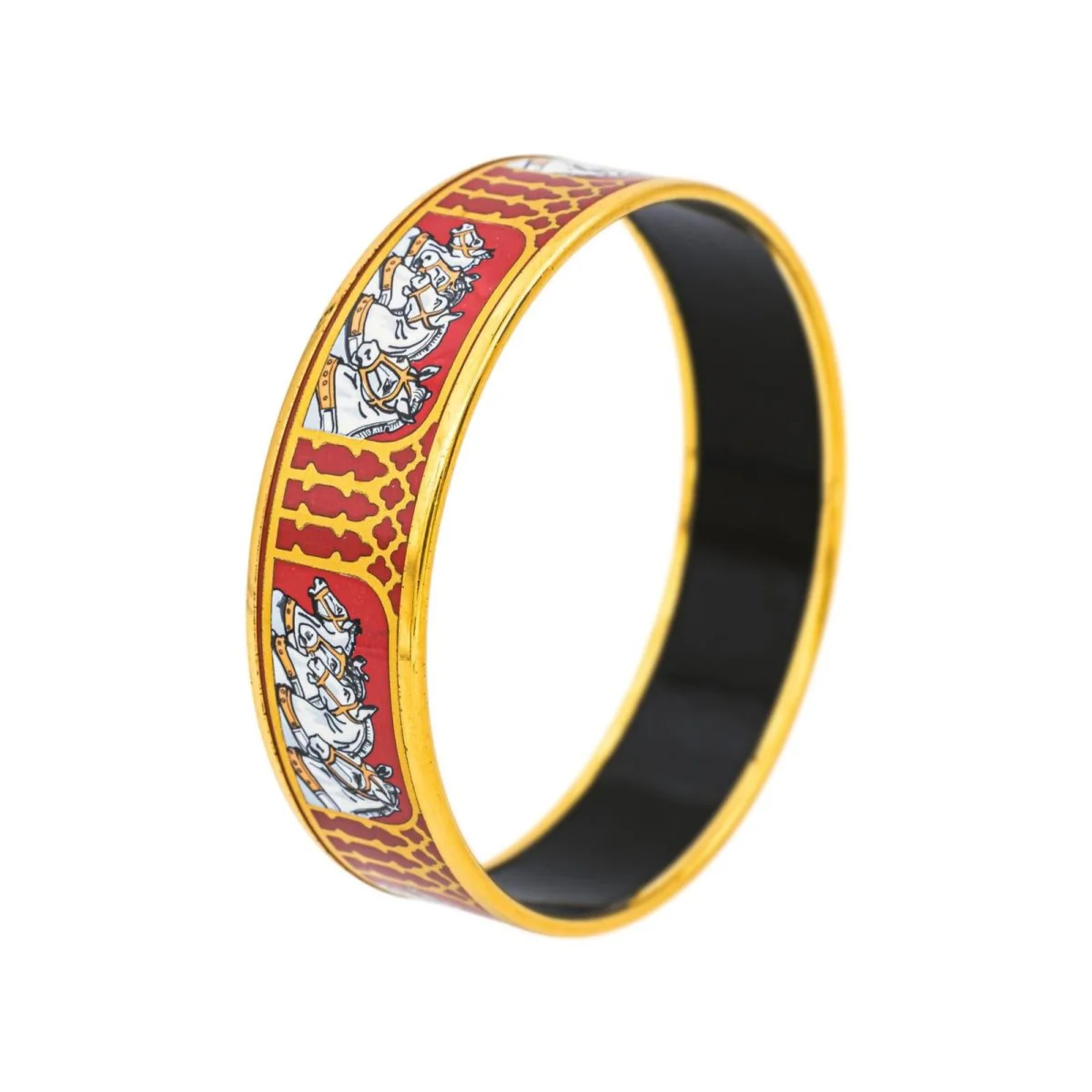 Bracelet Jonc HERMÈS en or jaune et émail - Image 5