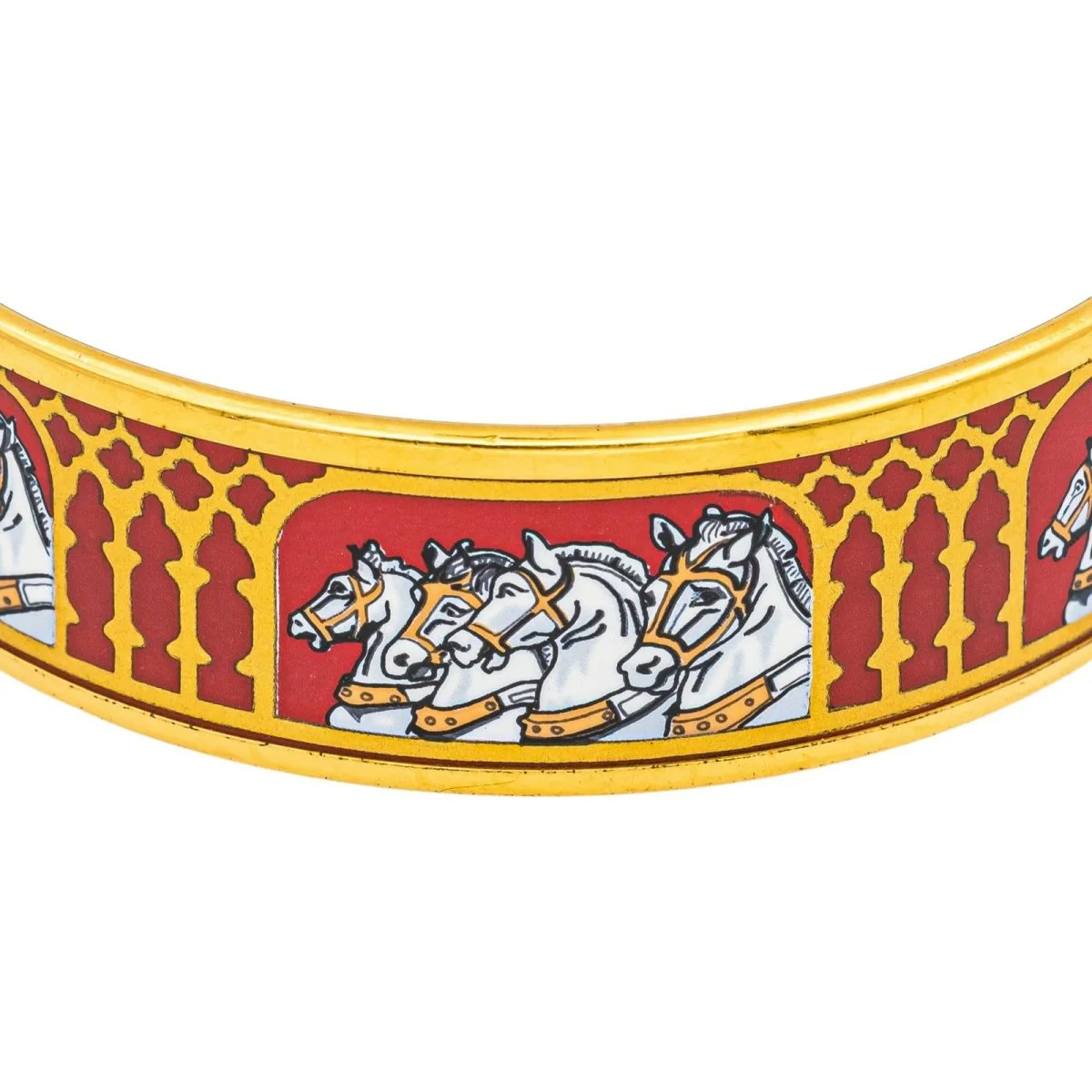 Bracelet Jonc HERMÈS en or jaune et émail - Image 6