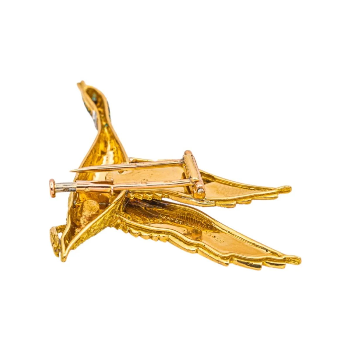 Broche HERMÈS "Oie Sauvage" en or jaune, or blanc, tsavorites, saphirs et diamants - Image 6