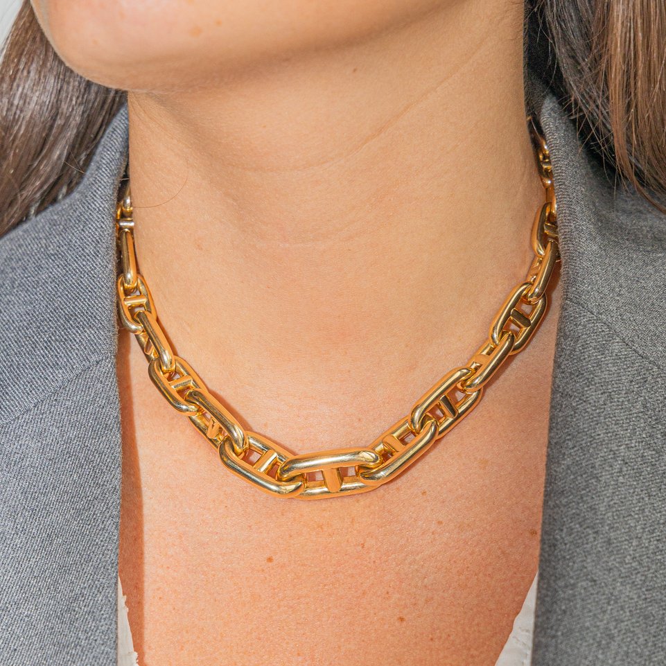 Collier Maille HERMÈS "Chaîne d'ancre" en or jaune - Image 2