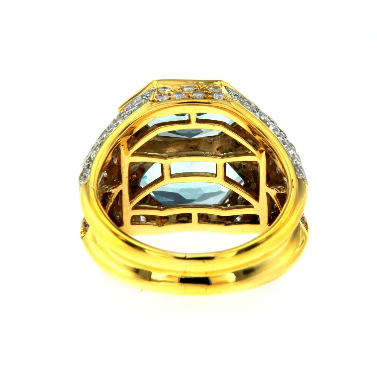 Iconic Bulgari Aquamarine Diamond Two-Color Gold Double Ring - Image 4