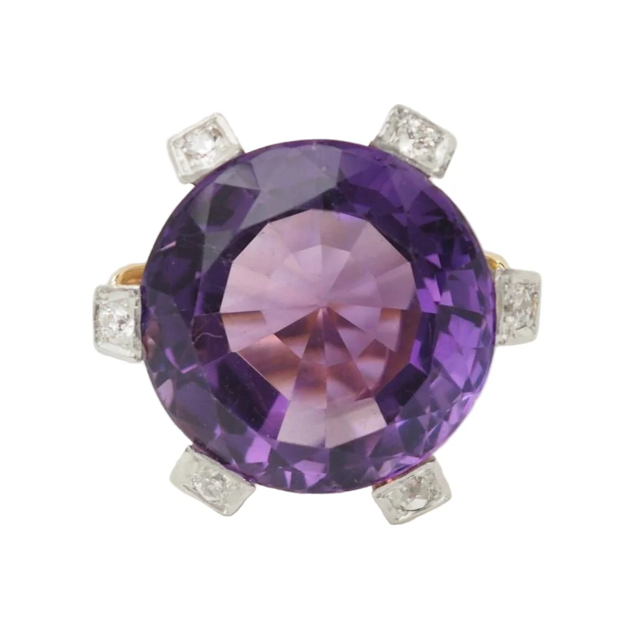 Bague Cocktail en or rose, améthyste et diamants
