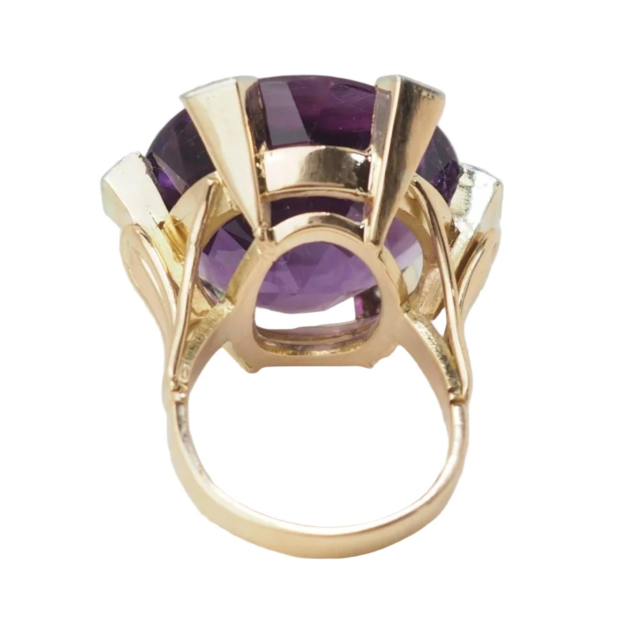 Bague Cocktail en or rose, améthyste et diamants - Image 4