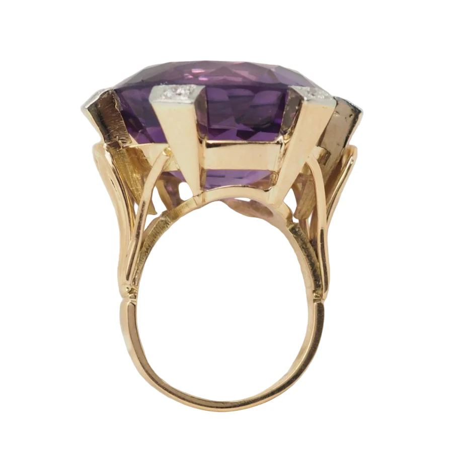 Bague Cocktail en or rose, améthyste et diamants - Image 6