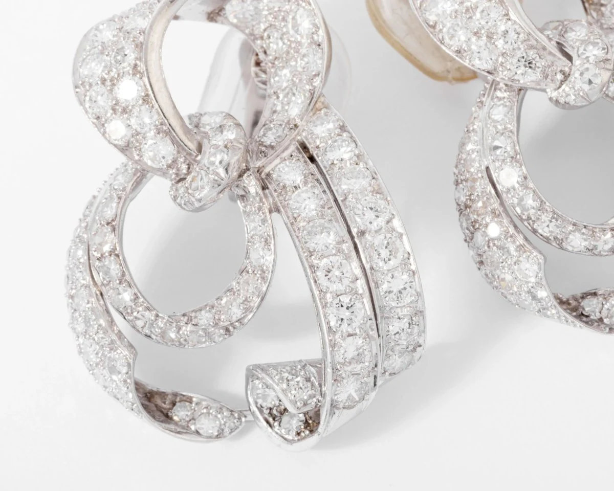 Importante boucle d'oreilles Platine et diamants circa 1930 - Image 3