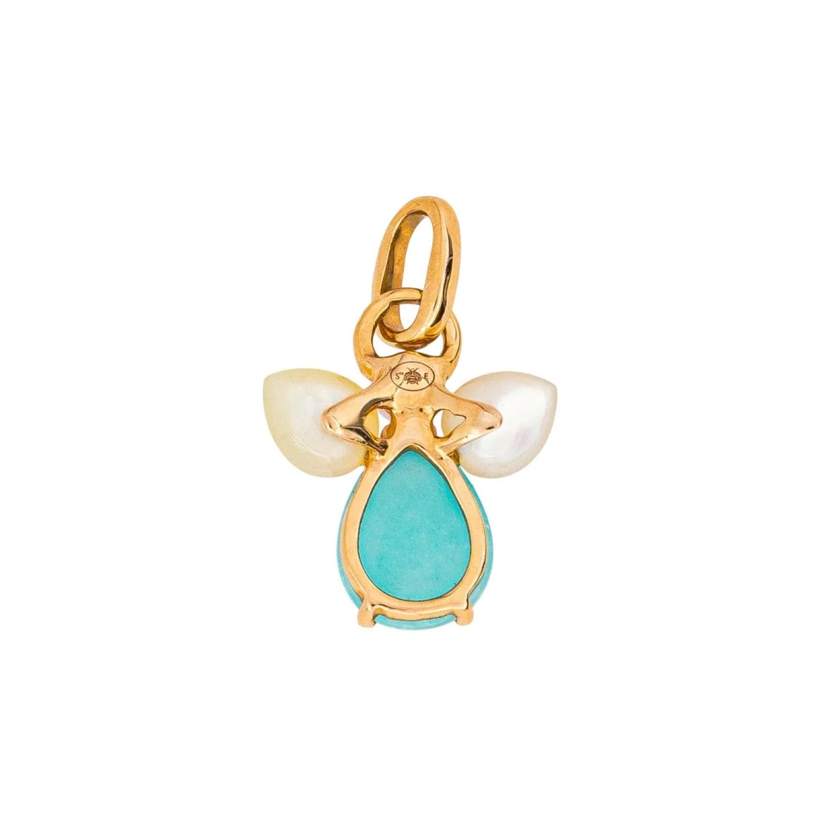 Pendentif ISABELLE LANGLOIS "Mon Ange" en or rose, amazonite, nacre et perle - Image 5