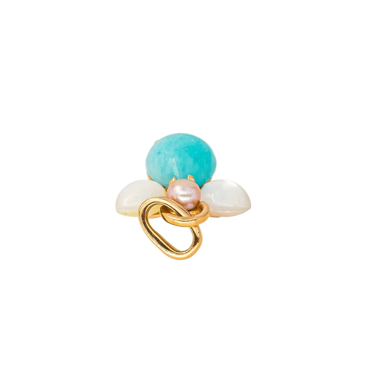 Pendentif ISABELLE LANGLOIS "Mon Ange" en or rose, amazonite, nacre et perle - Image 6