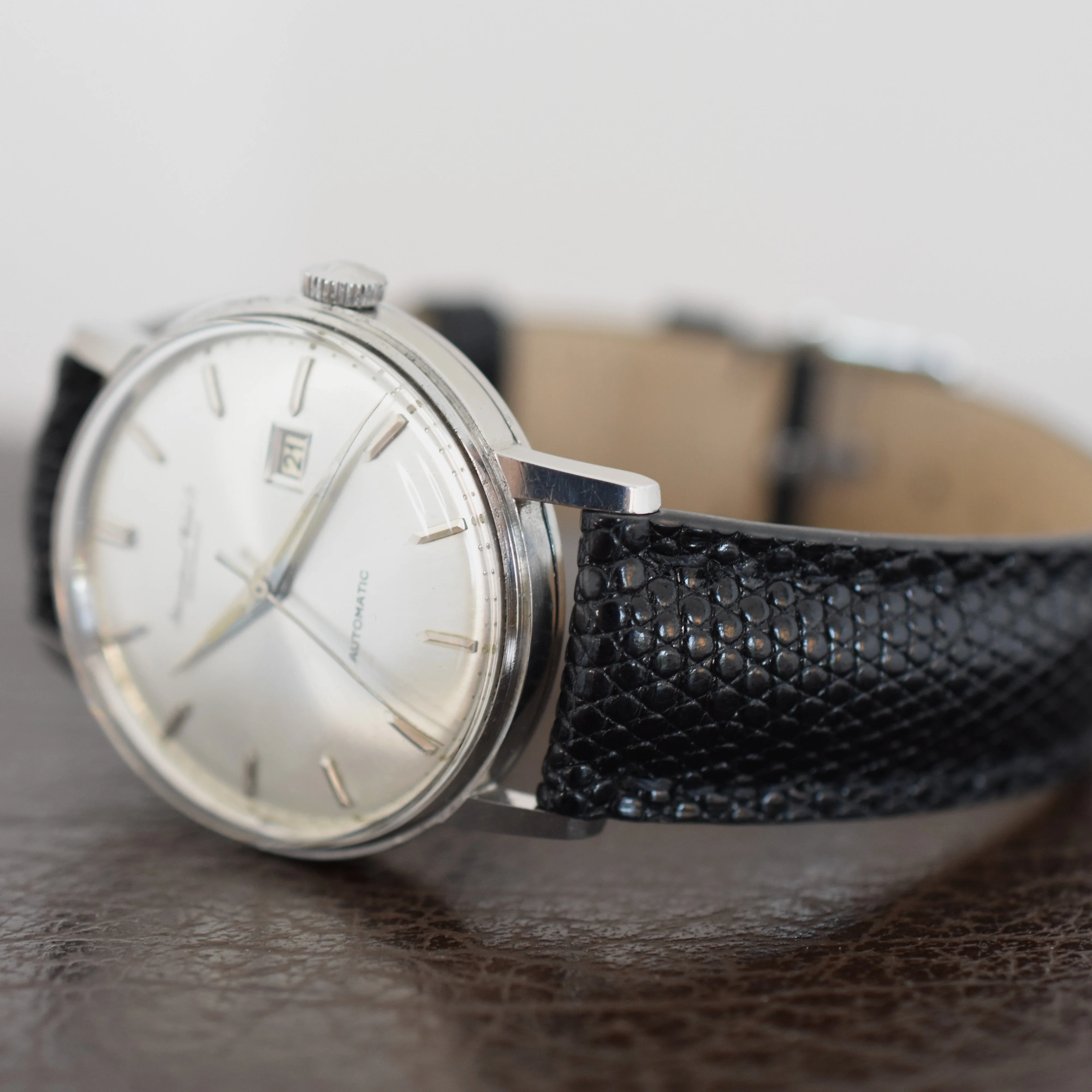 Montre IWC "Classique" en acier, argent et cuir - Image 2