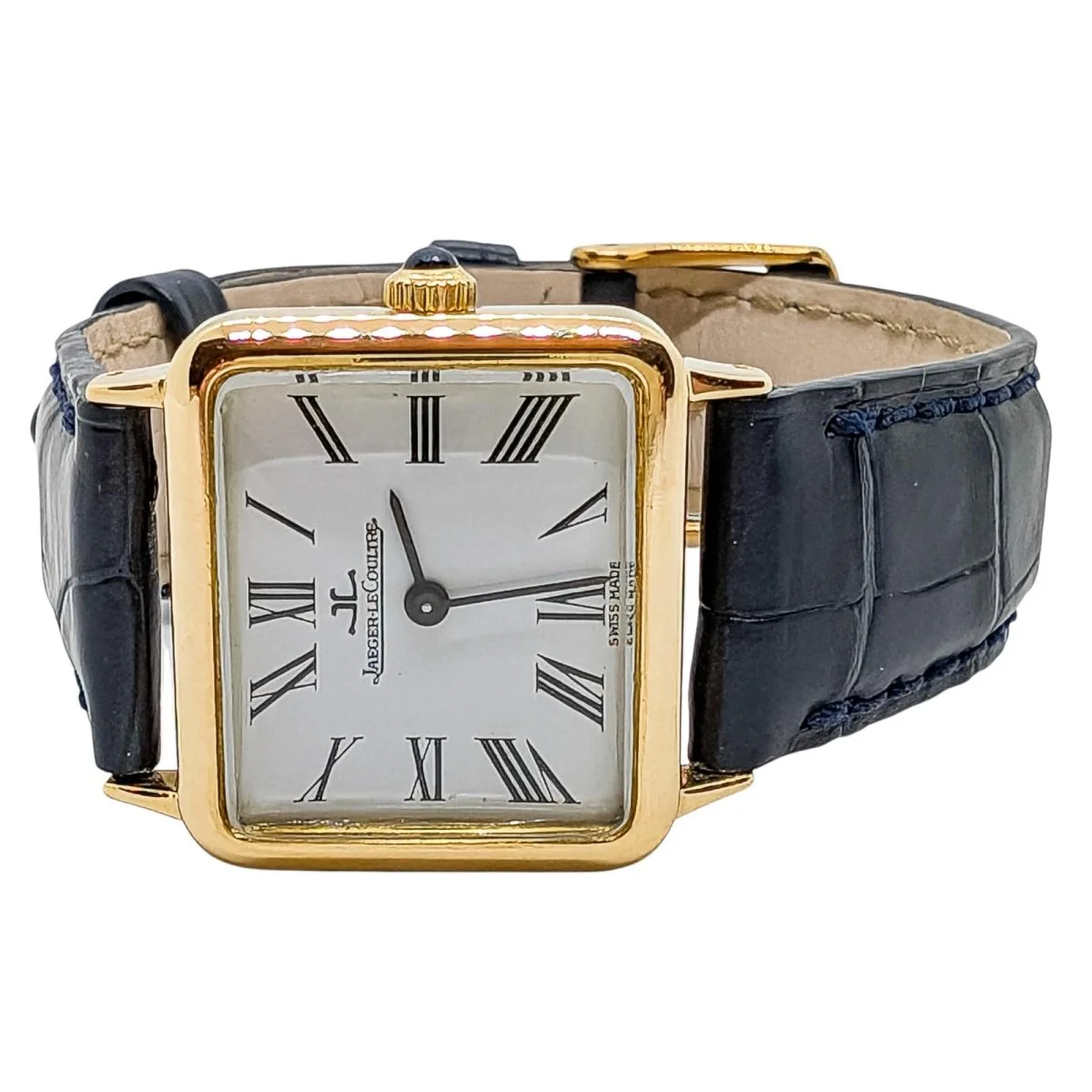 Montre Mécanique JAEGER LE COULTRE en or jaune, cuir et saphir - Image 2
