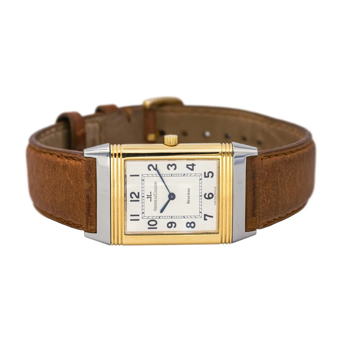Montre JAEGER-LECOULTRE "Reverso Classique" en or jaune, argent, cuir et acier - Image 5