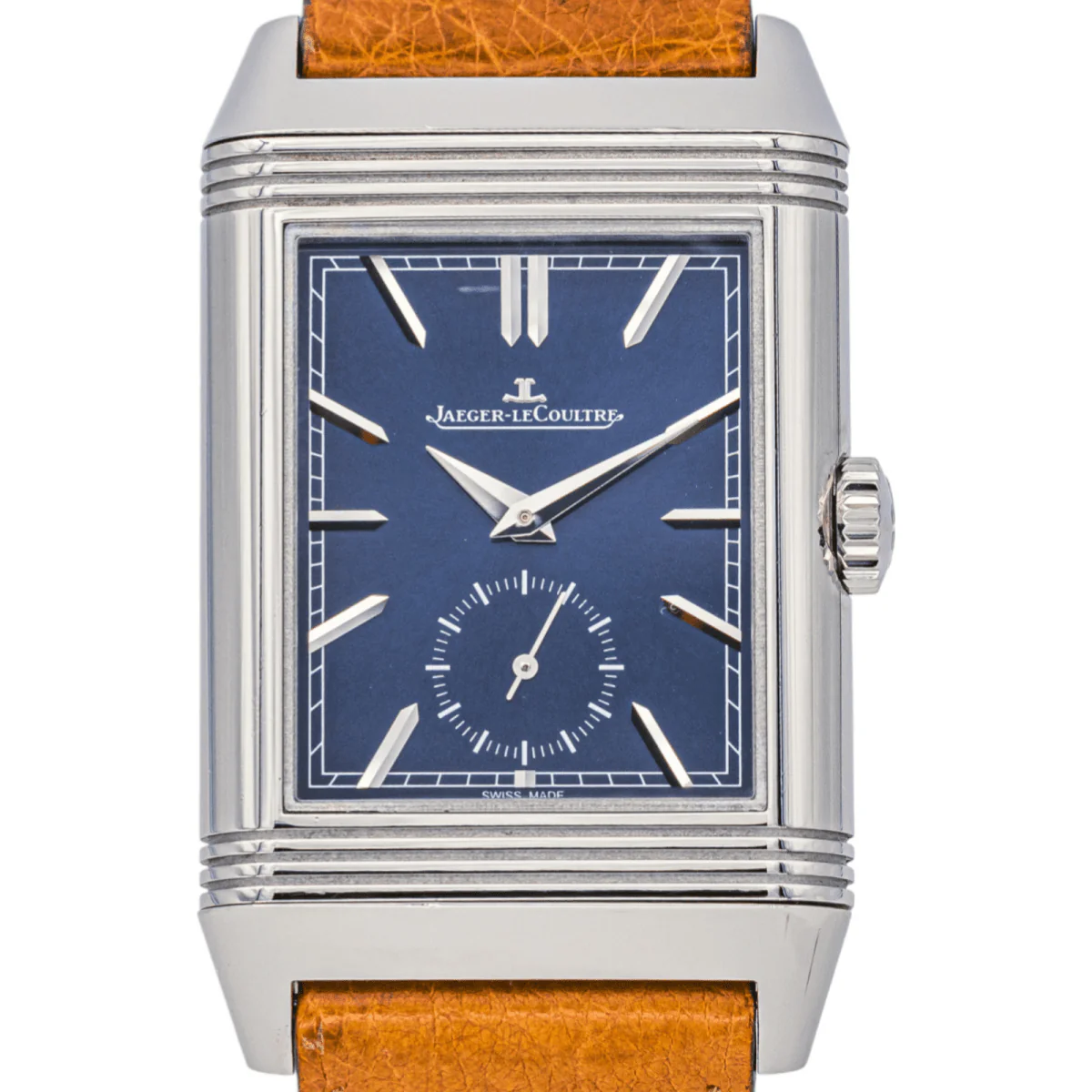 Montre JAEGER-LECOULTRE "Reverso Tribute Duoface" en acier, argent et cuir - Image 3