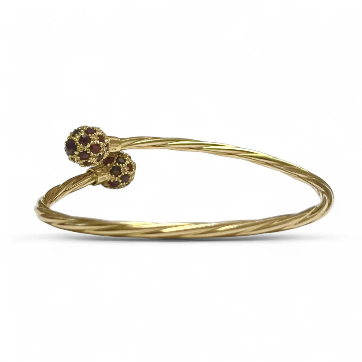 Bracelet jonc ouvert en or jaune et grenats - Image 3