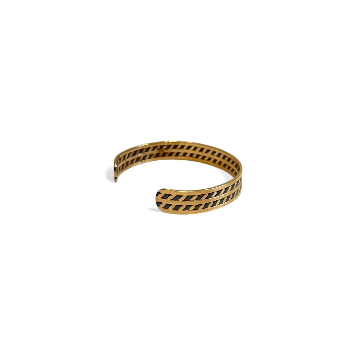 Bracelet Jonc en or jaune et acier - Image 4