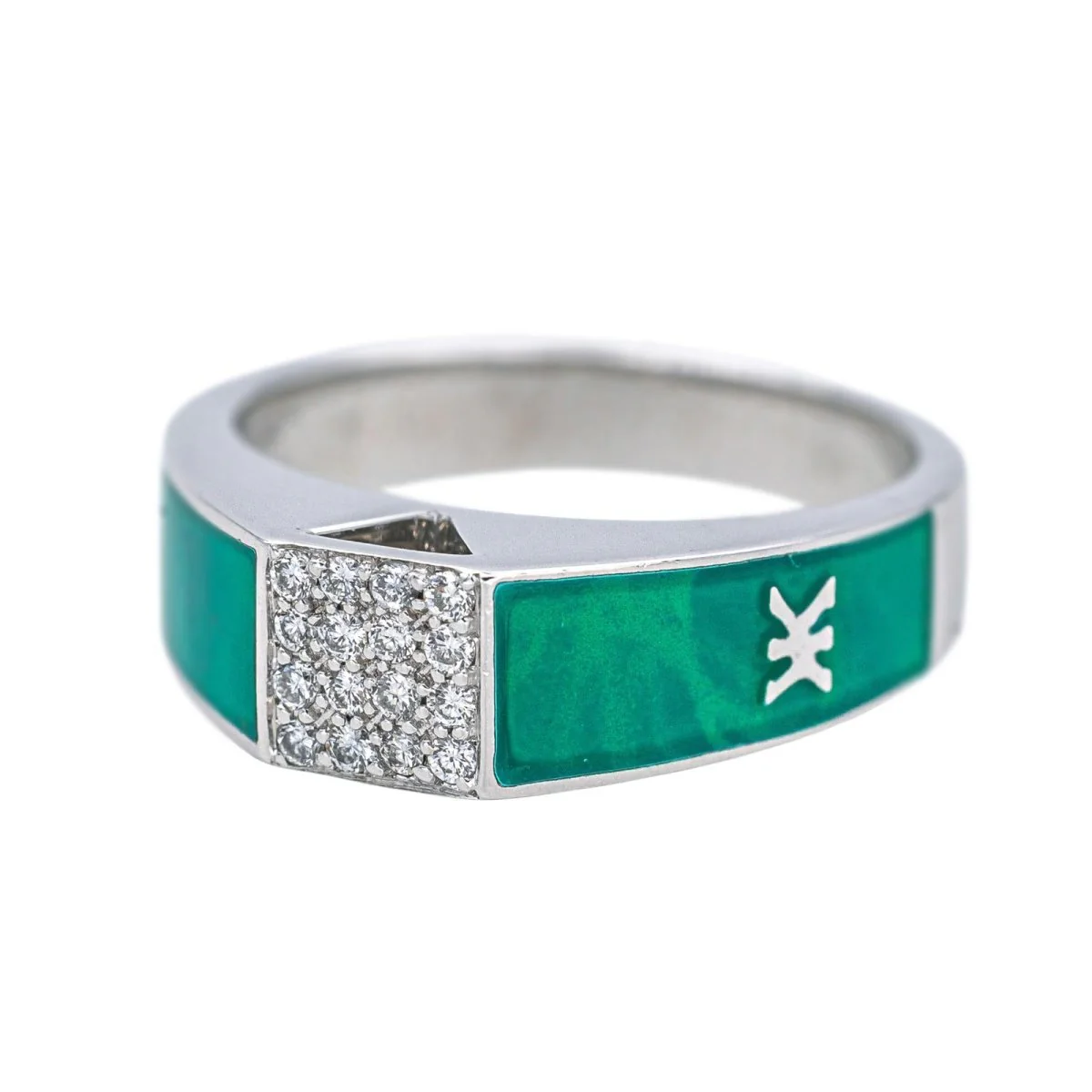 Bague KORLOFF en or blanc, laque et diamants - Image 3
