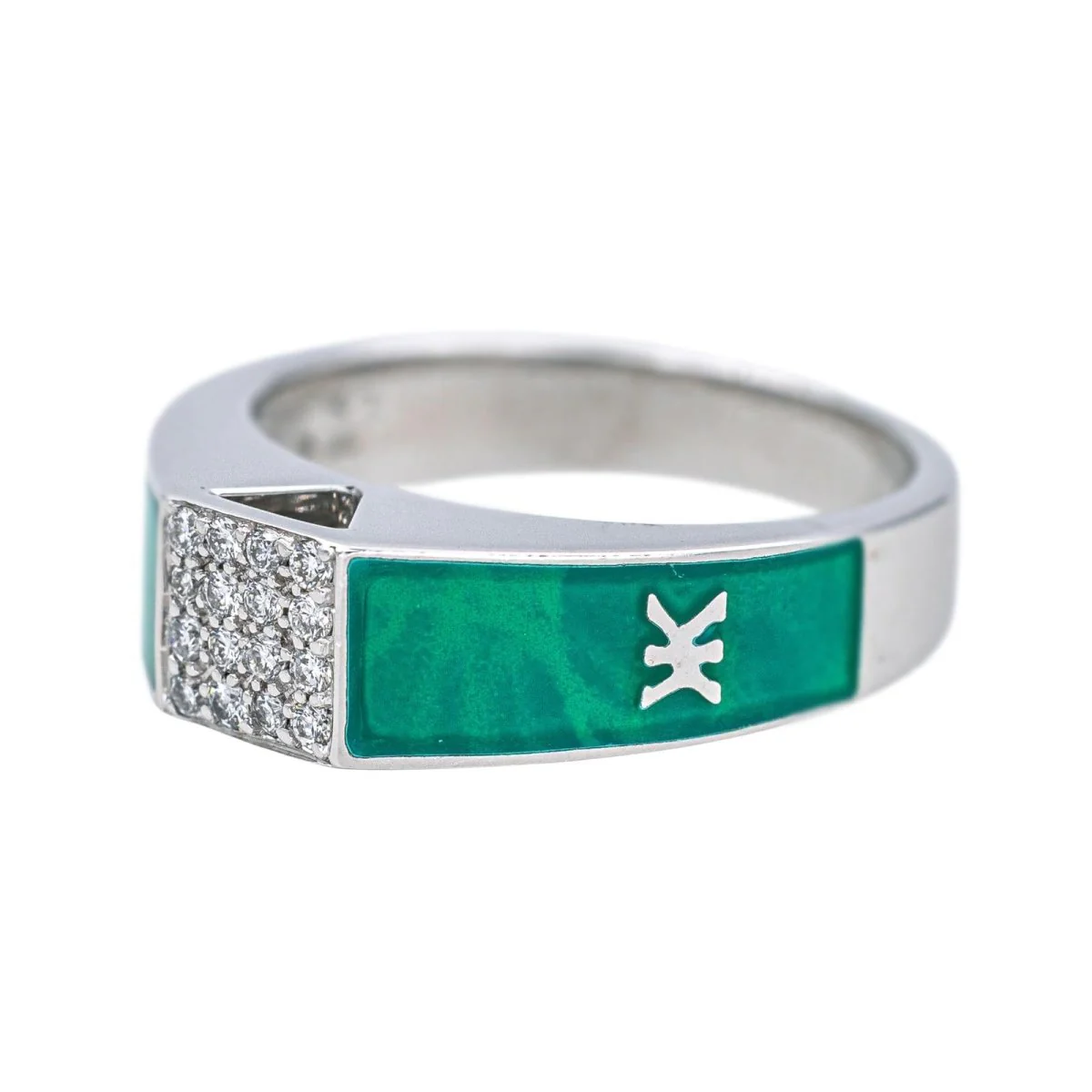 Bague KORLOFF en or blanc, laque et diamants - Image 4