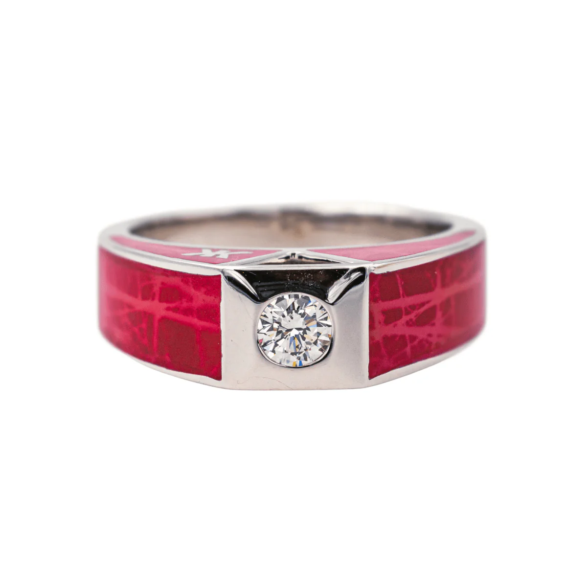 Bague Solitaire KORLOFF en or blanc, laque et diamant