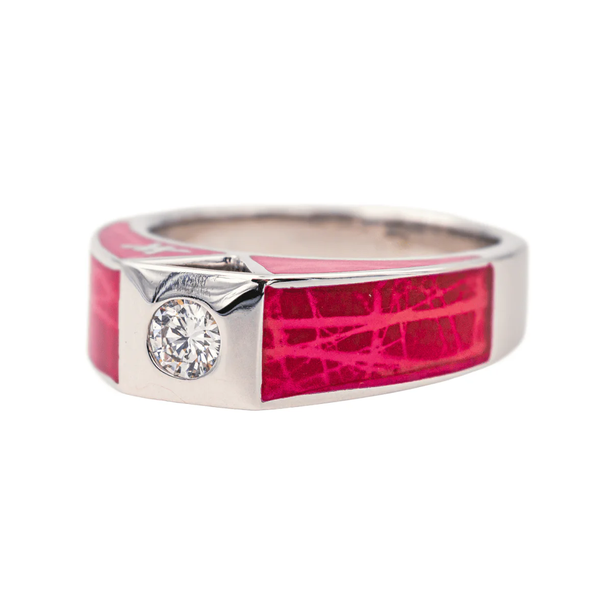 Bague Solitaire KORLOFF en or blanc, laque et diamant - Image 3