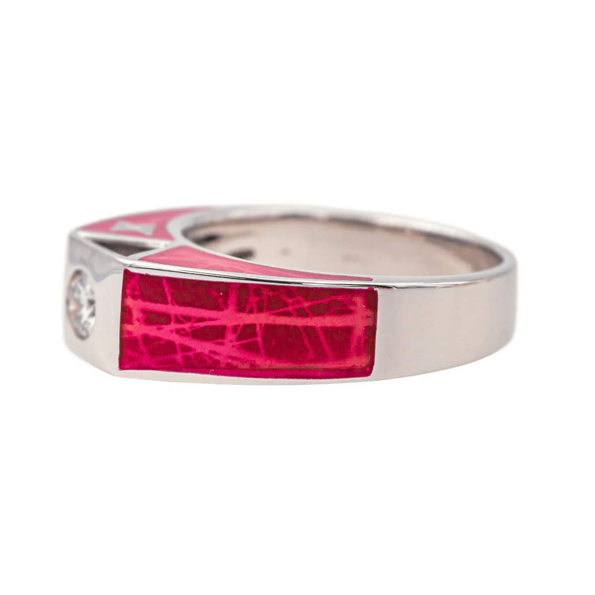 Bague Solitaire KORLOFF en or blanc, laque et diamant - Image 4