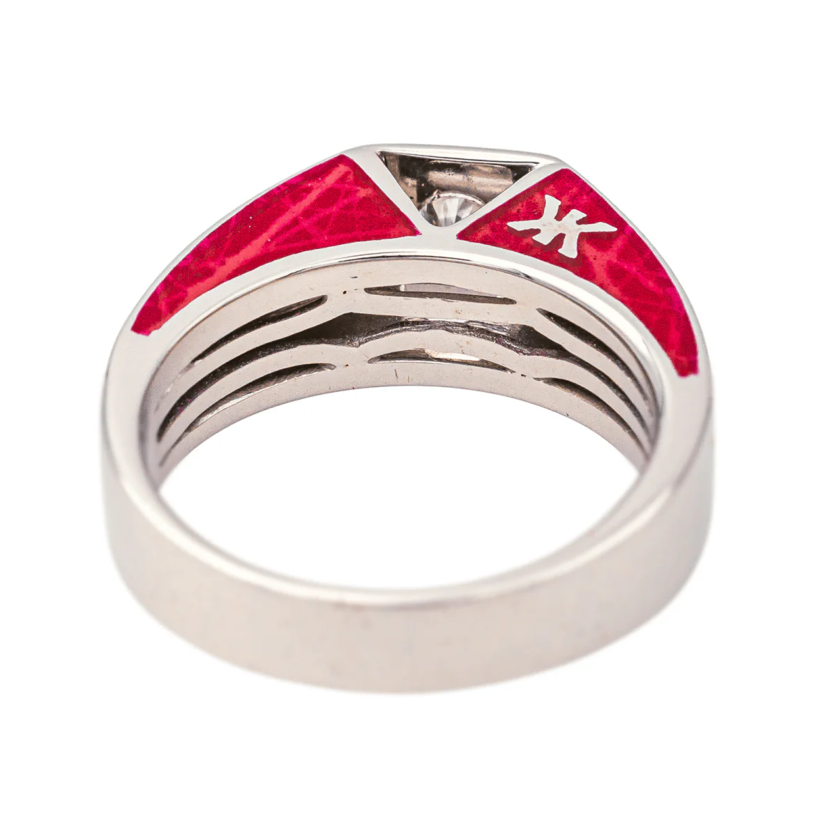 Bague Solitaire KORLOFF en or blanc, laque et diamant - Image 5