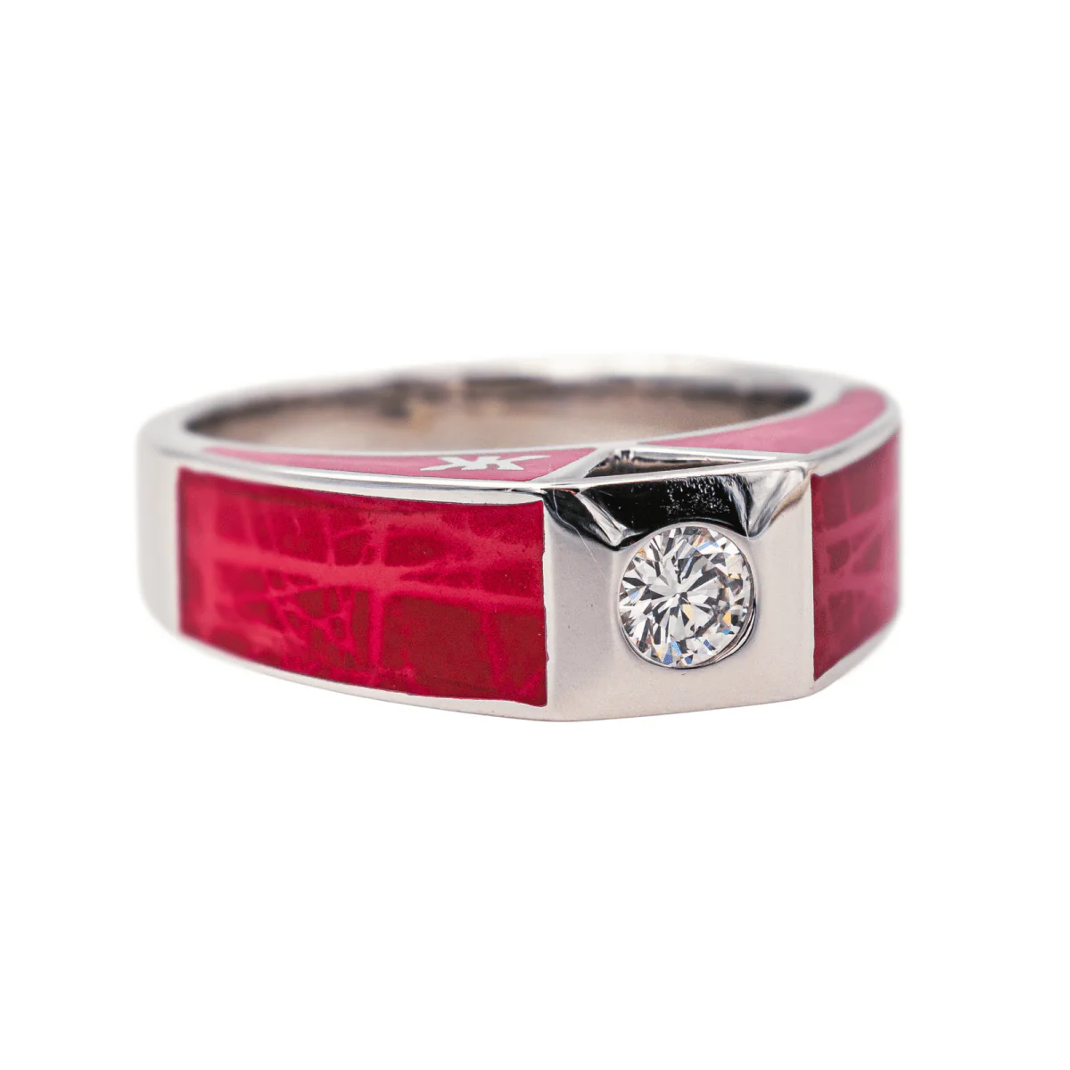 Bague Solitaire KORLOFF en or blanc, laque et diamant - Image 6
