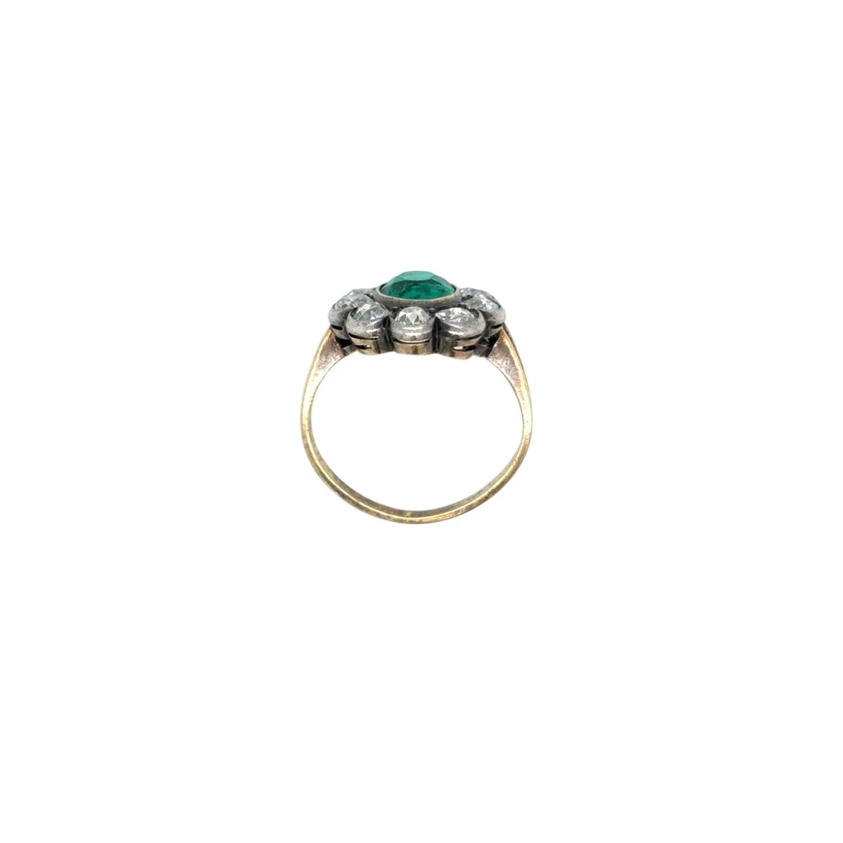 Late 19th century 2.00 Carat Emerald Diamond Gold/Silver Cluster Ring - Image 5