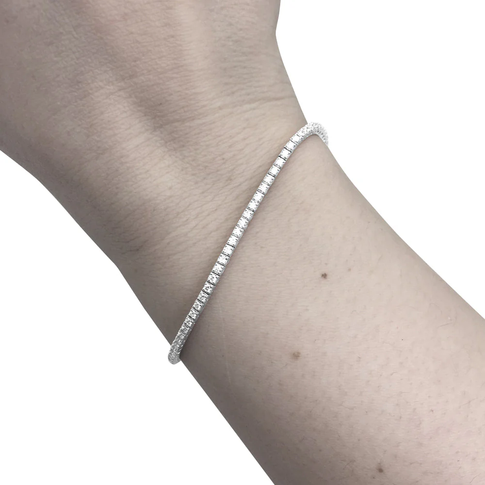 Bracelet ligne tennis en or blanc et diamants - Image 5