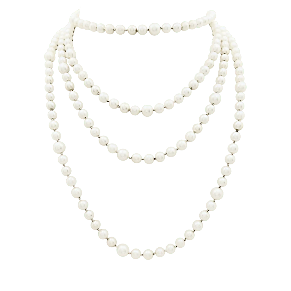 Collier Sautoir en or jaune et perles