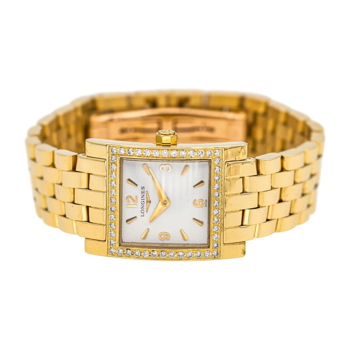 Montre LONGINES "Dolce Vita Square" en or jaune, quartz et diamants - Image 4
