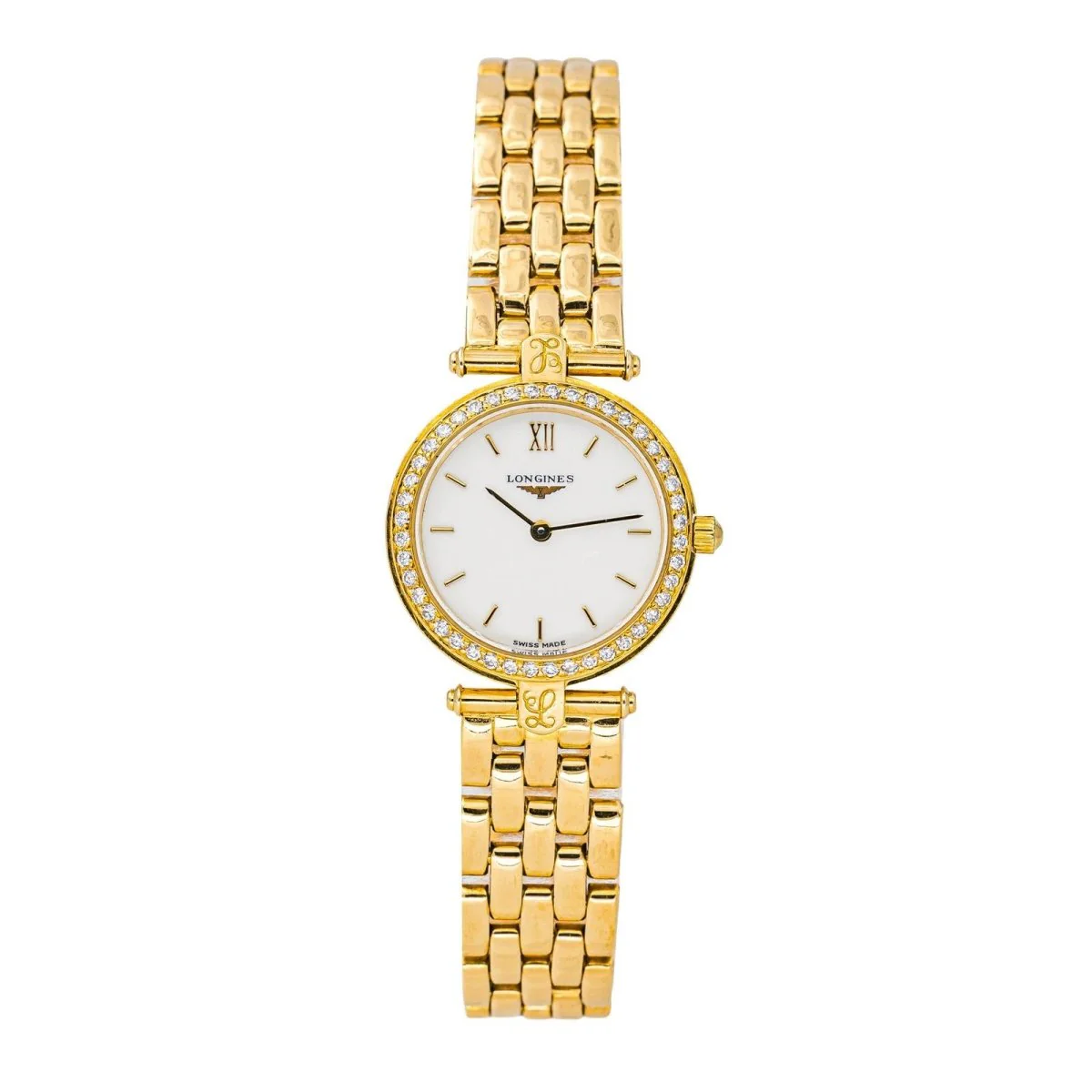 Montre LONGINES "La Grande Classique" en or jaune, quartz et diamants