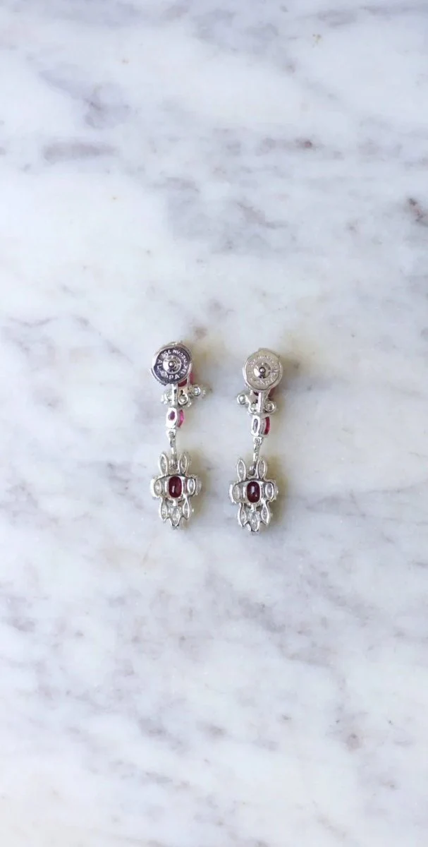 Longues Boucles d'Oreilles Rubis et Diamants - Image 10