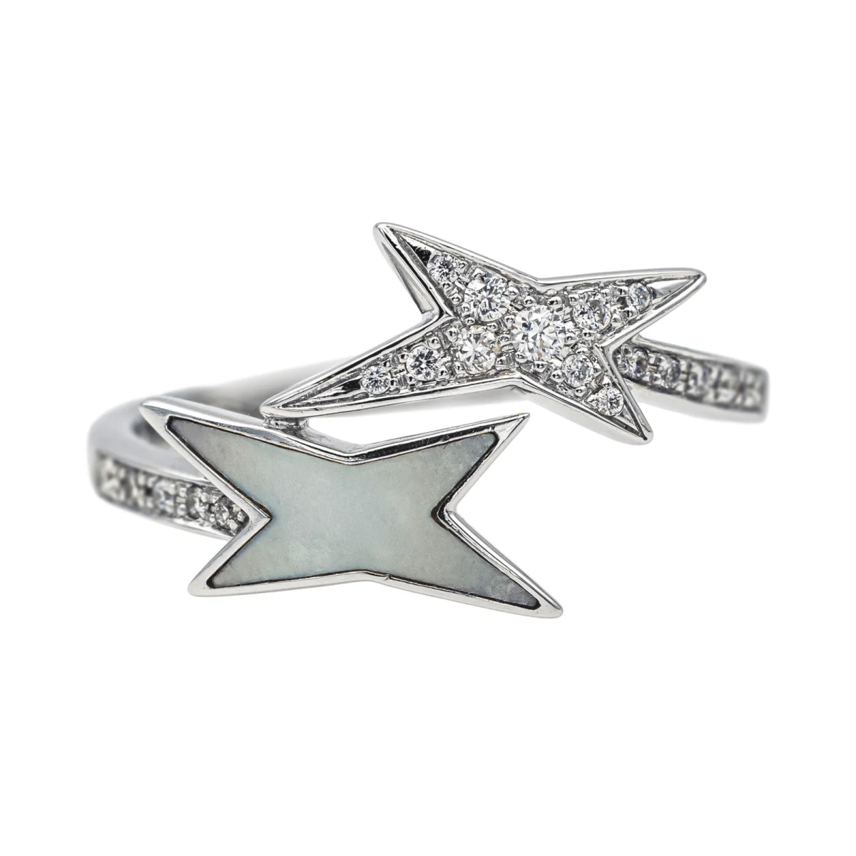 Bague MAUBOUSSIN "Étoile de Vie" en or blanc, nacre et diamants