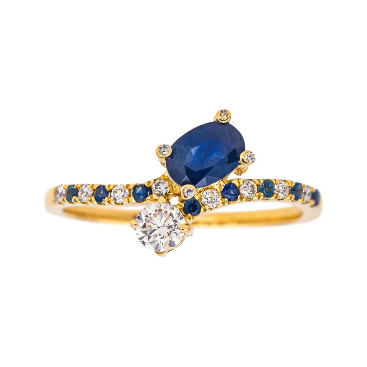Bague Toi & Moi MAUBOUSSIN "Duo d'amour" en or jaune, saphir et diamants
