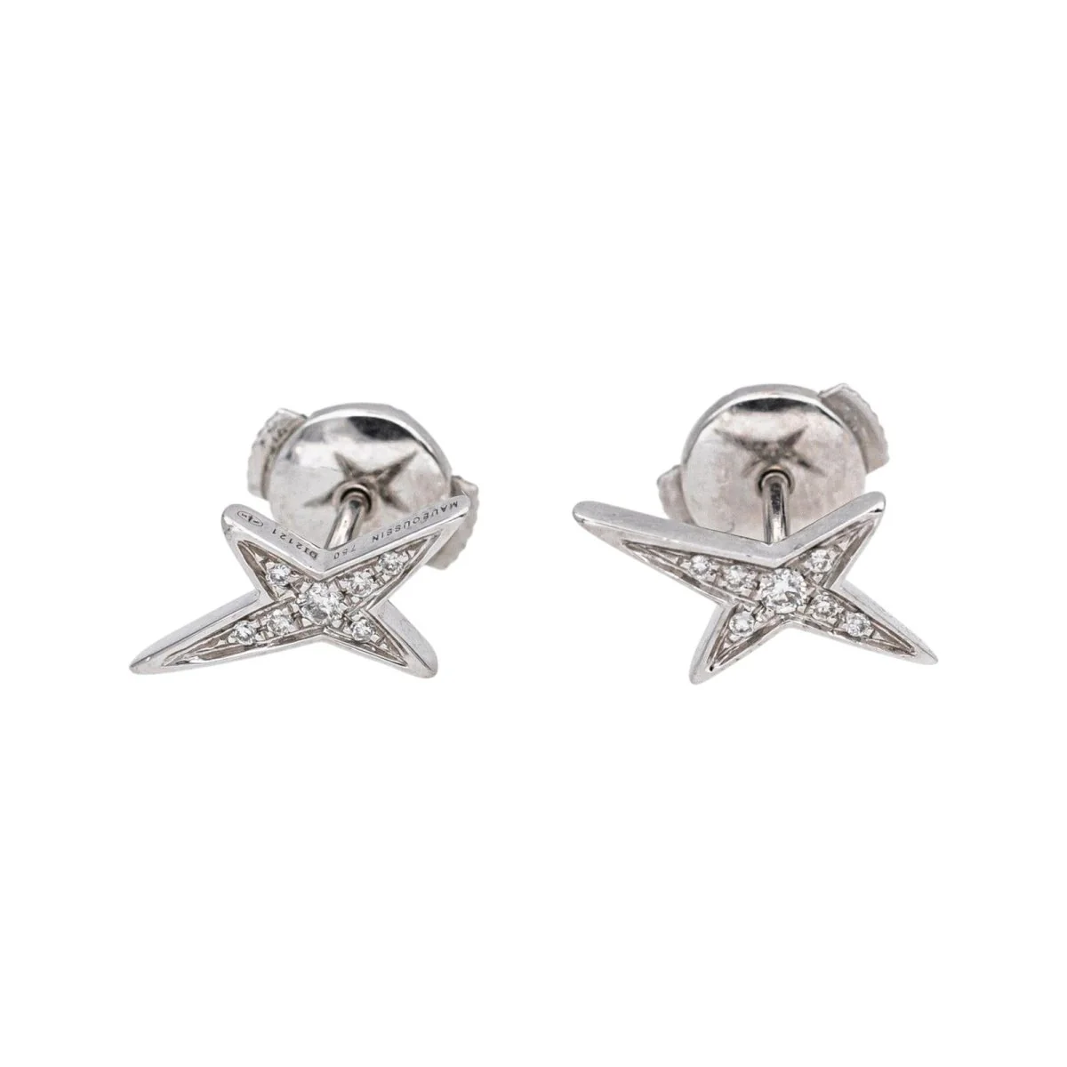 Boucles d'oreilles Puces MAUBOUSSIN "French Valentine" en or blanc et diamants - Image 3