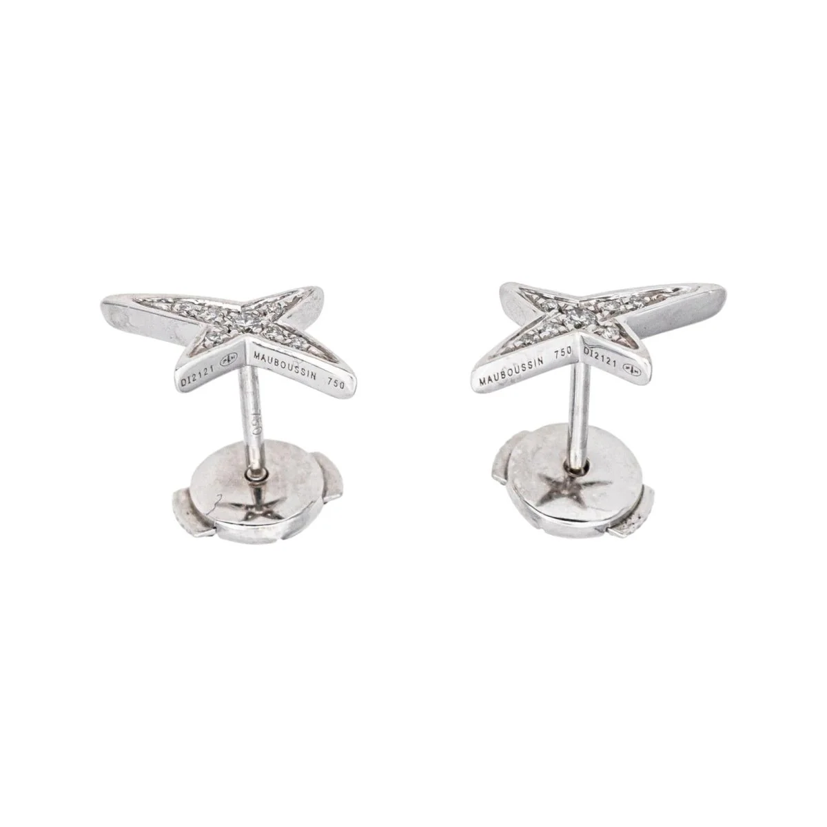 Boucles d'oreilles Puces MAUBOUSSIN "French Valentine" en or blanc et diamants - Image 7